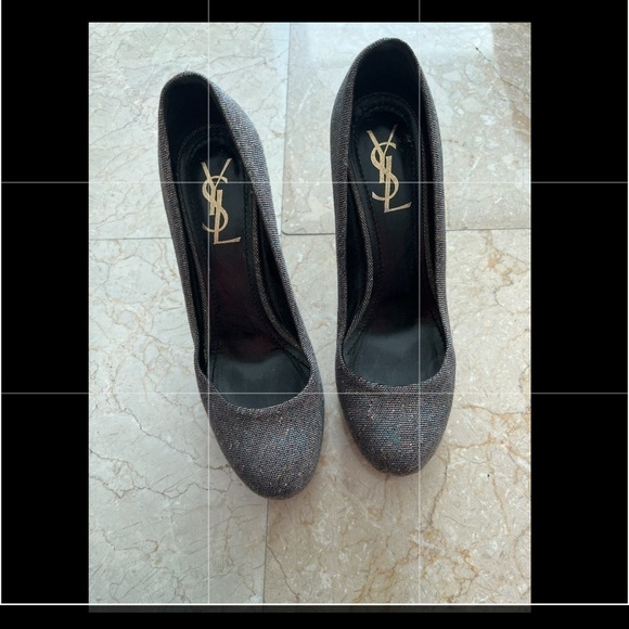 Yves Saint Laurent Metallic Gray Platform Pumps - Picture 4 of 16